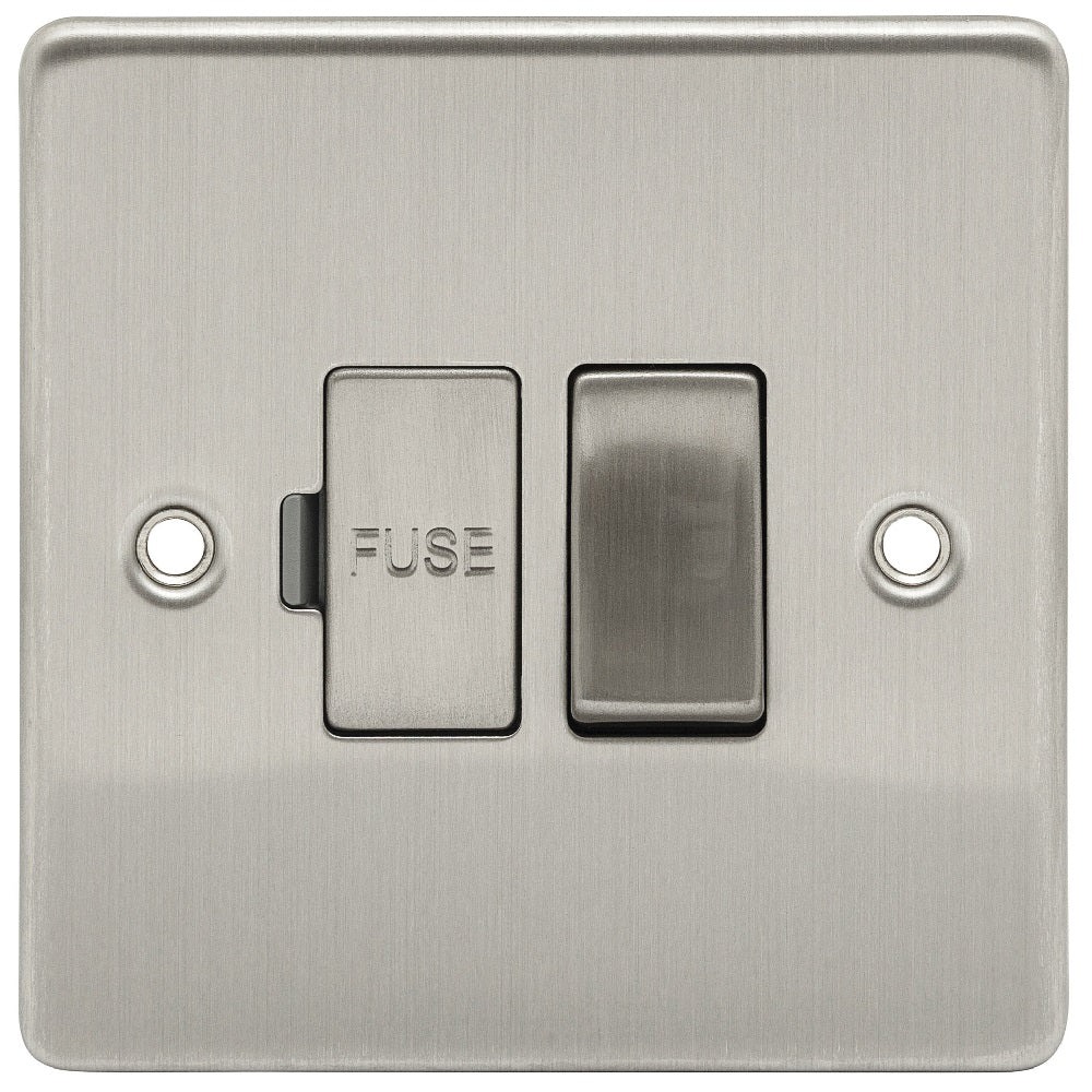 D-FS13DP-BCM 13A Switched Fused Spur Metal Insert Brushed Chrome